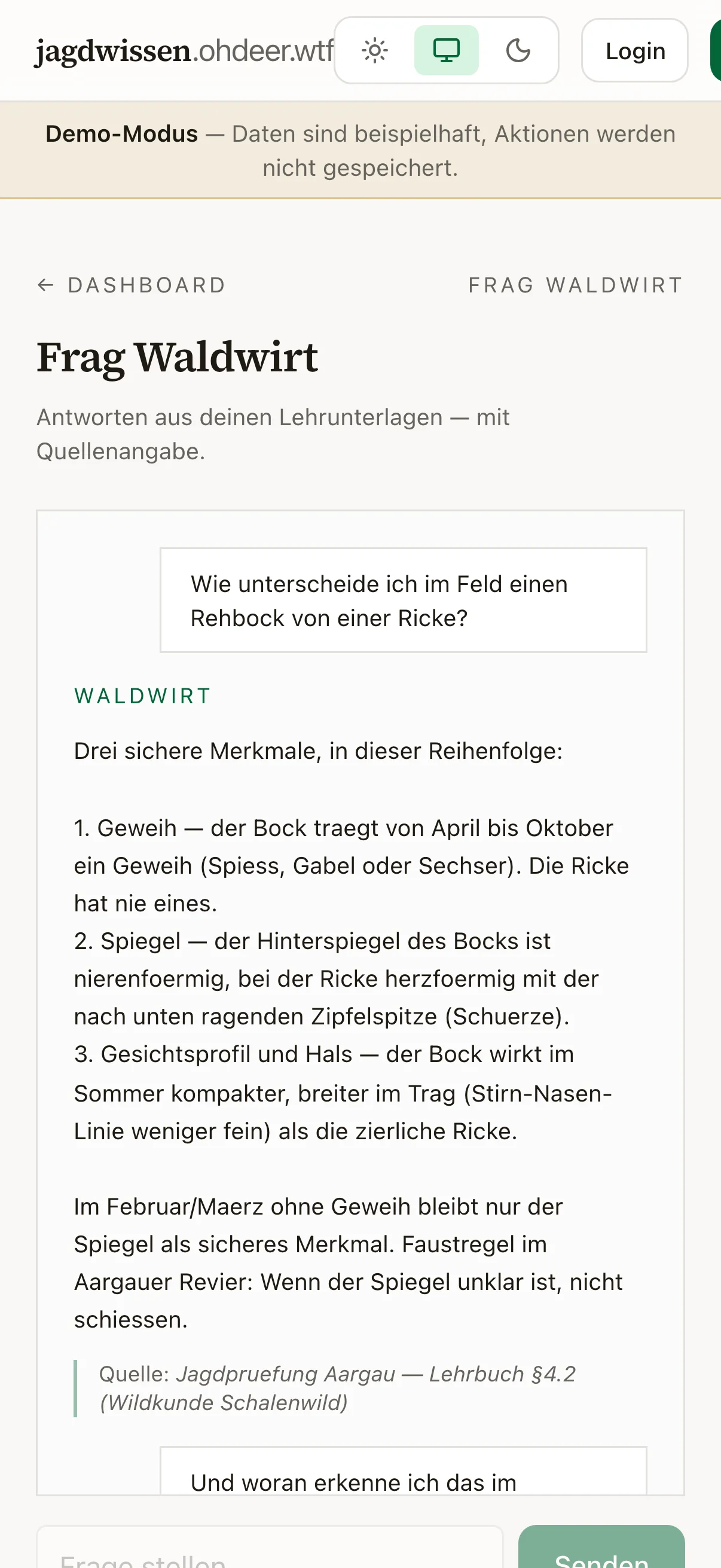 jagdwissen Frag Waldwirt: KI-Tutor mit Quellenangabe
